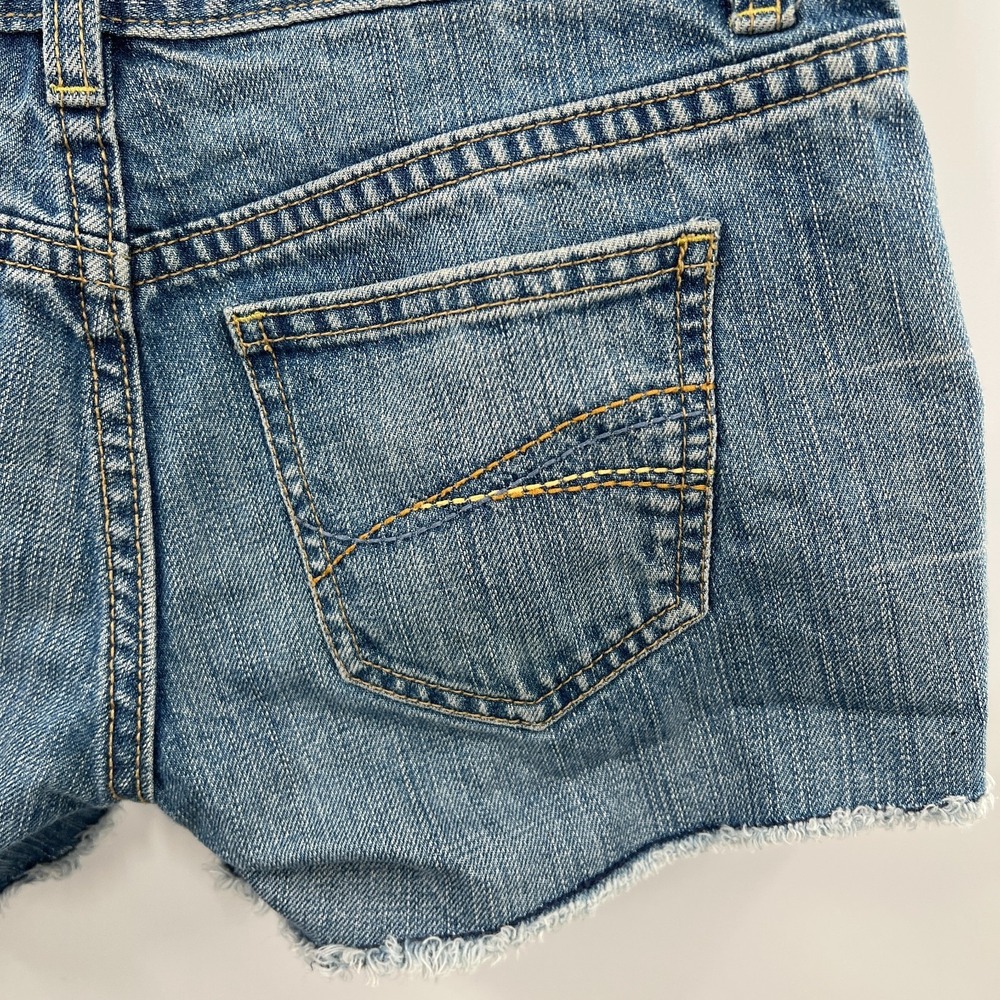 vintage Y2K Ultra Low Rise Denim grunge Shorts cutoff Jean Light Wash Denim  0 - Picture 4 of 9